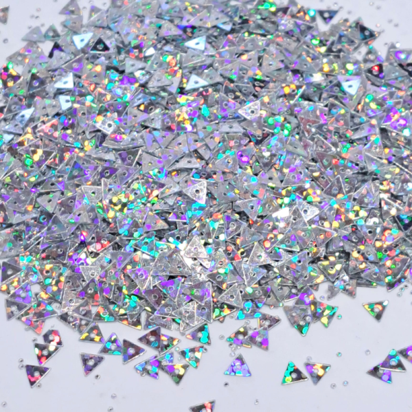 Silver Holographic Triangle Glitter Shapes, Silver Holographic Triangle Glitter Sequins - Image 2