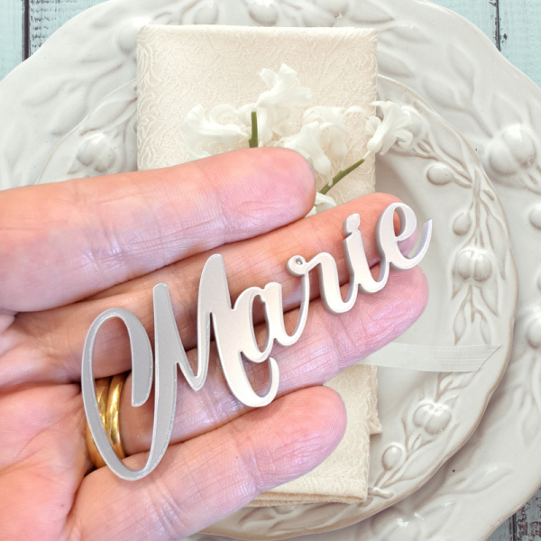 Mirror Acrylic Personalised Names, Fancy Text Wedding Table Names, Mirror Acrylic Cake Topper Names, Wedding Guest Personalised Names - Image 4