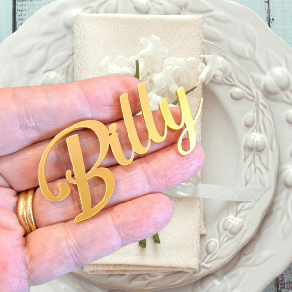 Mirror Acrylic Personalised Names, Fancy Text Wedding Table Names, Mirror Acrylic Cake Topper Names, Wedding Guest Personalised Names - Image 6