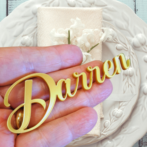 Mirror Acrylic Personalised Names, Fancy Text Wedding Table Names, Mirror Acrylic Cake Topper Names, Wedding Guest Personalised Names - Image 5