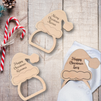 Personalised Christmas Napkin Rings, Place Settings, Santa Hat Table Decor Placenames, Xmas Wedding Table Names