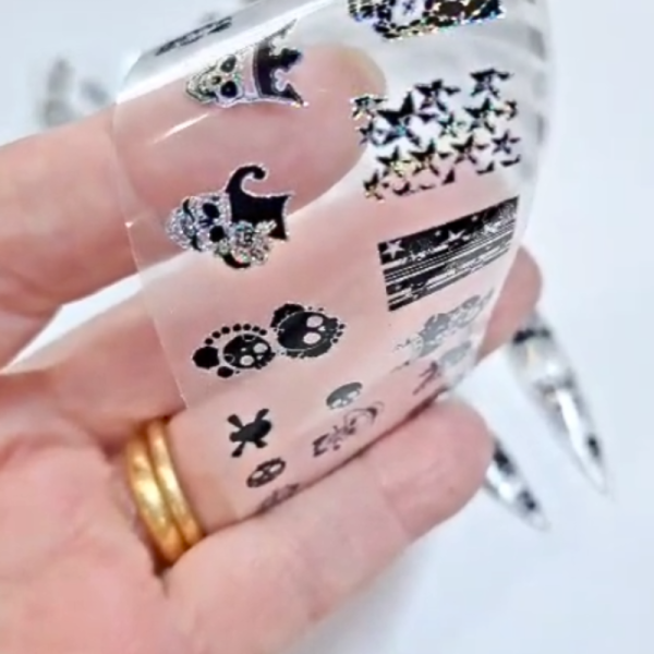 Halloween Nail Art Transfer Foil Design 25, Skulls Halloween Nail Transfer Foils - Image 2
