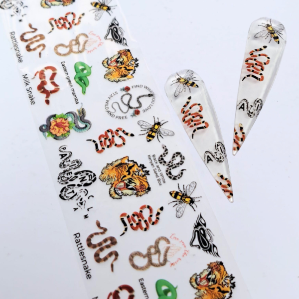 Snakes, Bee, Tiger Nail Transfer Foil