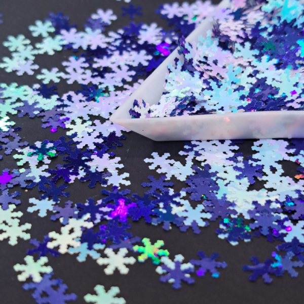 Christmas Glitter Snowflakes, Nail Art Snowflake Shapes, Craft Snowflake Sequins - Image 2