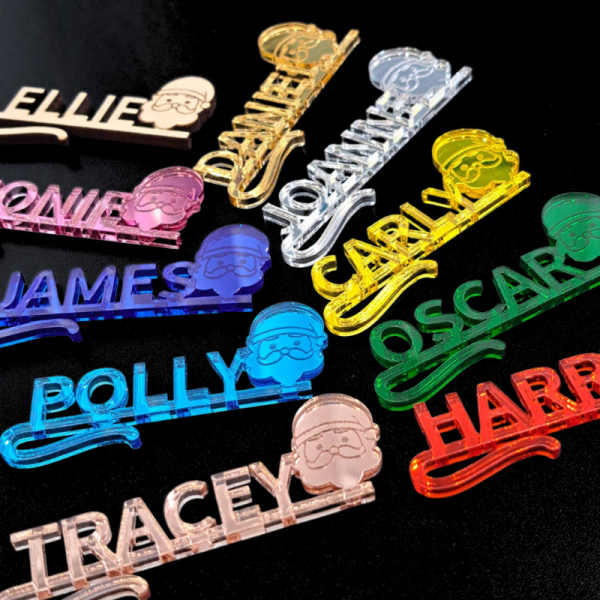 Personalised Xmas Drinks Tags Name Tags, Santa Christmas Wine Glass Charms Names, Father Christmas Drinks Name Charms - Image 4