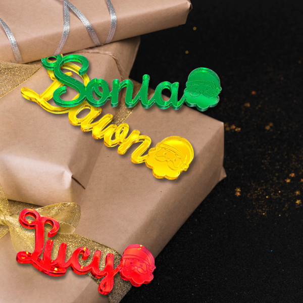 Christmas Santa Face Name Gift Tags