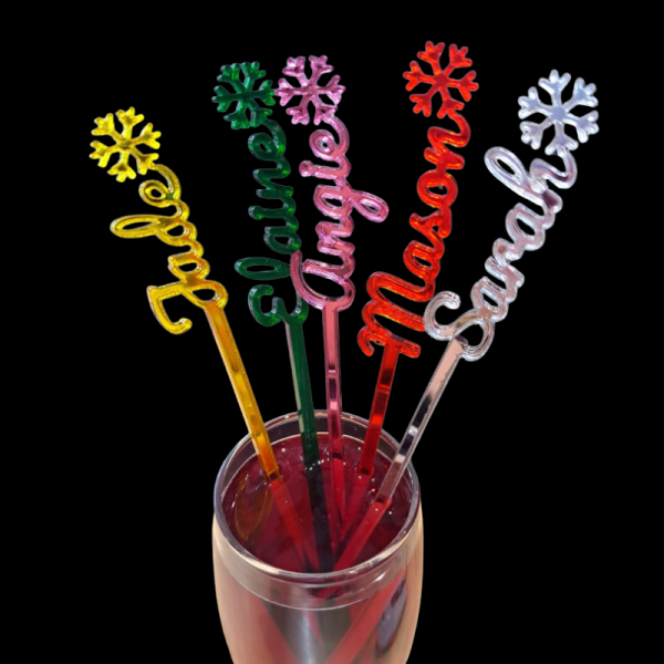 Personalised Xmas Drink Stirrers Xmas Snowflake Drinks Stirrers Festive Swizzle Sticks - Image 10