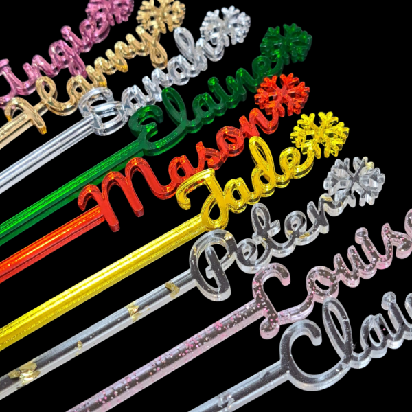 Personalised Xmas Drink Stirrers Xmas Snowflake Drinks Stirrers Festive Swizzle Sticks - Image 9