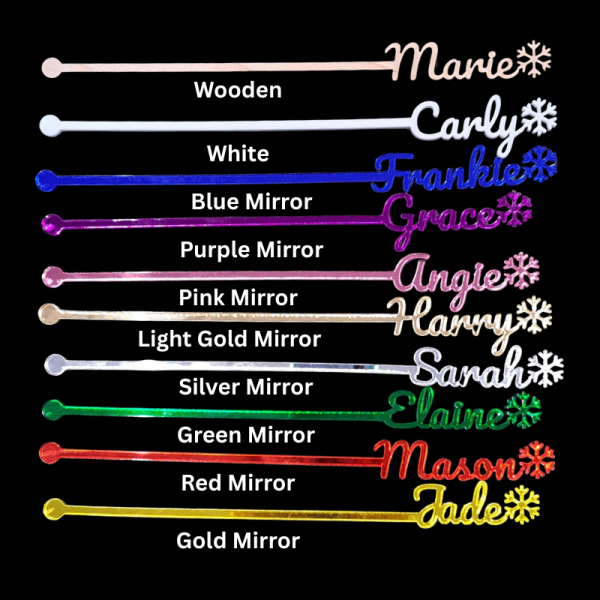 Personalised Xmas Drink Stirrers Xmas Snowflake Drinks Stirrers Festive Swizzle Sticks - Image 2