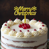 Snowflake Gold Mirror Glitter Christmas Cake Topper