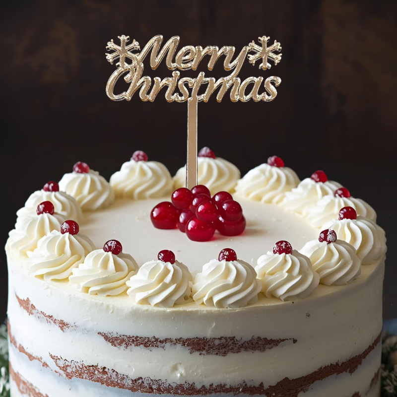 Christmas Cake Toppers, Snowflake Xmas Cake Decorations, Festive Cake Decorations - Image 3