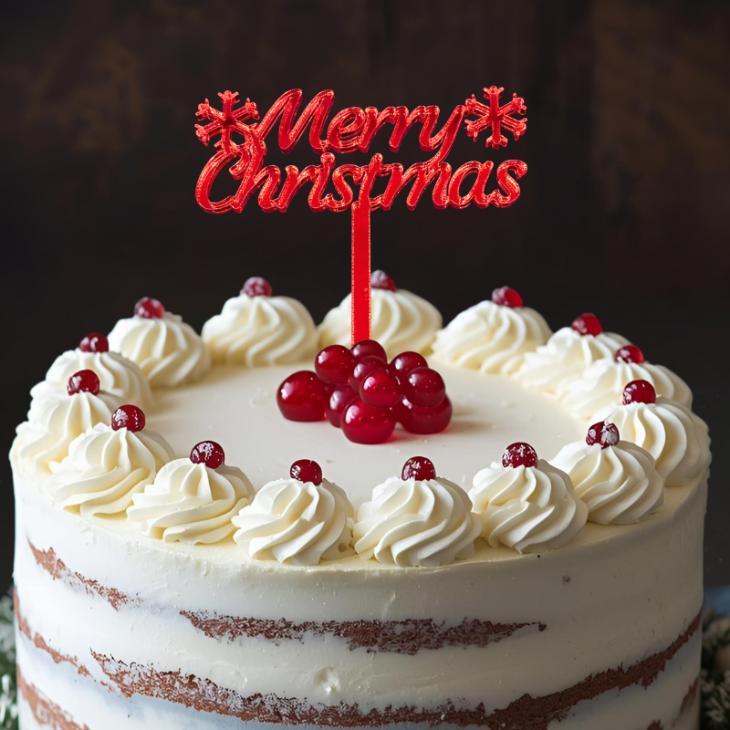 Christmas Cake Toppers, Snowflake Xmas Cake Decorations, Festive Cake Decorations - Image 2