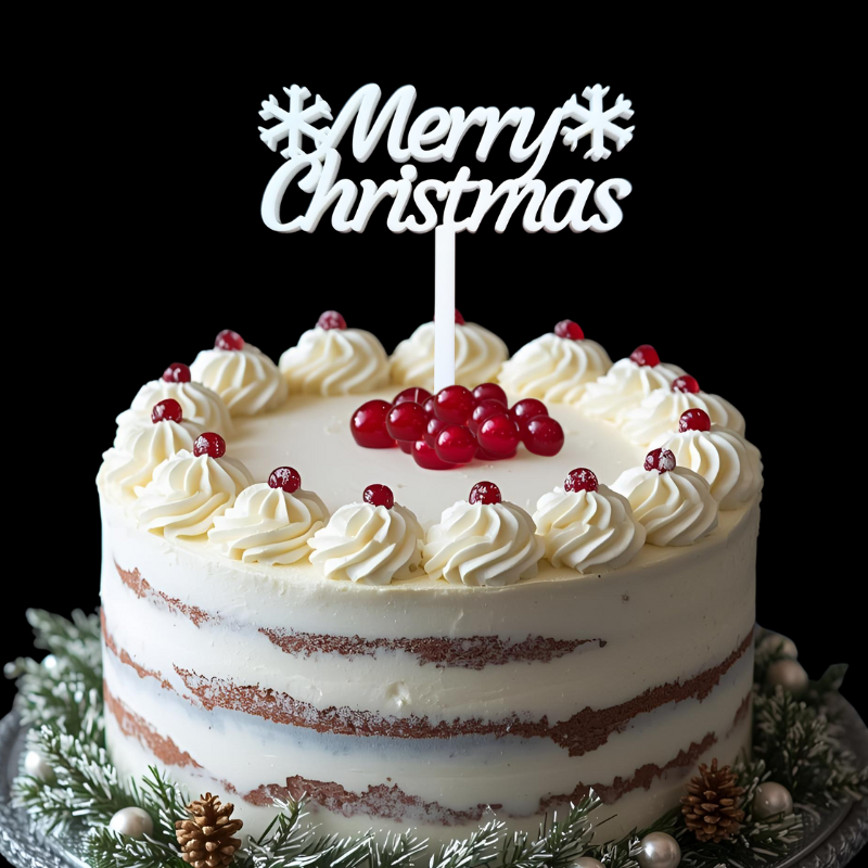 Christmas Cake Toppers, Snowflake Xmas Cake Decorations, Festive Cake Decorations - Image 4