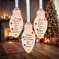 Wooden Christmas Tree Baubles With Acrylic Stars