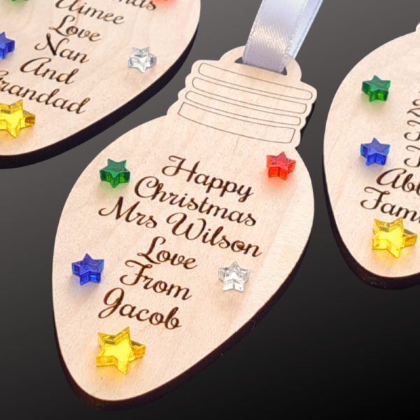 Family Personalised Xmas Baubles, Teacher Xmas Gifts, Kids Christmas Baubles, Xmas Tree Decorations - Image 2