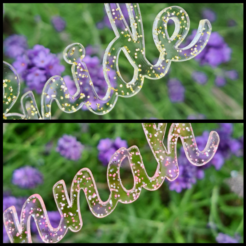 Glitter Acrylic Personalised Names, Wedding Place Names, Mirror Acrylic Cake Topper Names, Script Name Plaques - Image 7