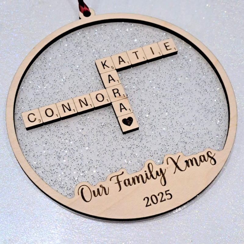 Personalised Scrabble Baubles, Scrabble Xmas Baubles, Novelty Family Xmas Baubles, Family Xmas Tree Decorations - Image 5