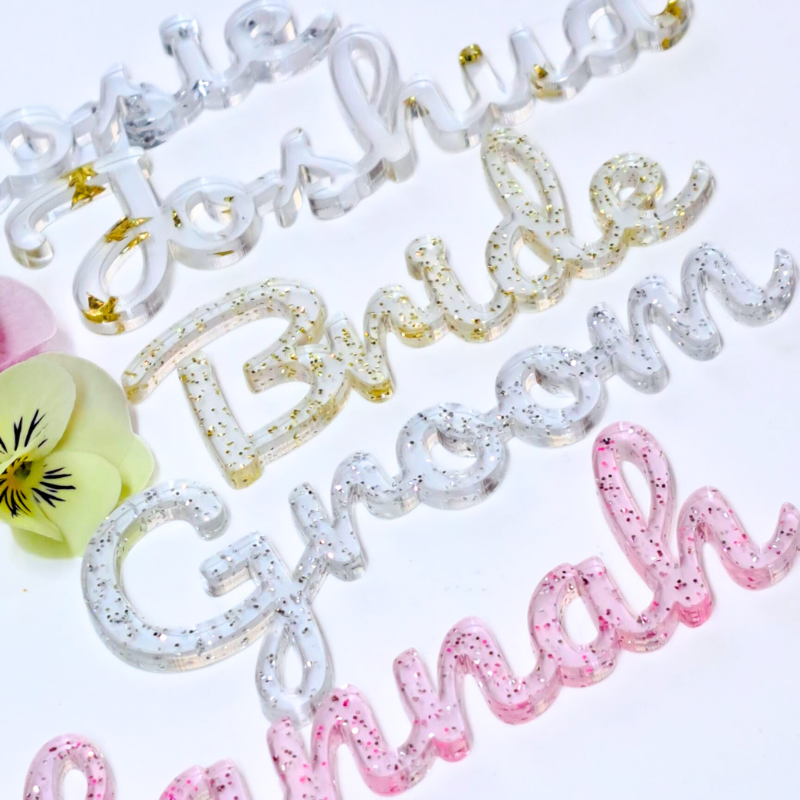 Glitter Acrylic Personalised Name Tags