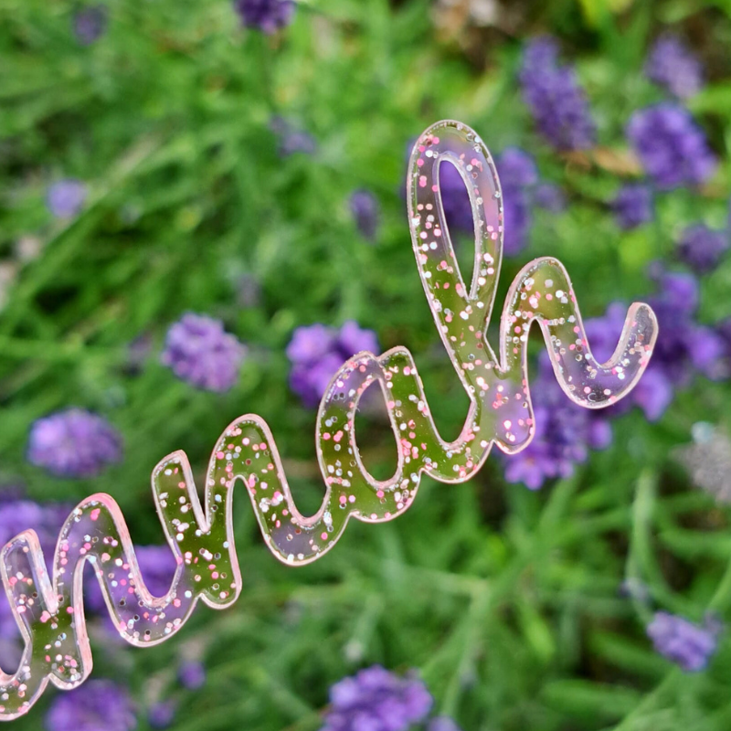 Glitter Acrylic Personalised Names, Wedding Place Names, Mirror Acrylic Cake Topper Names, Script Name Plaques - Image 4