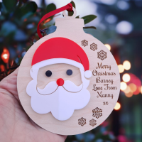 Personalised Xmas Baubles, Santa Baubles, Kids Xmas Baubles, Novelty Santa Claus Christmas Decorations