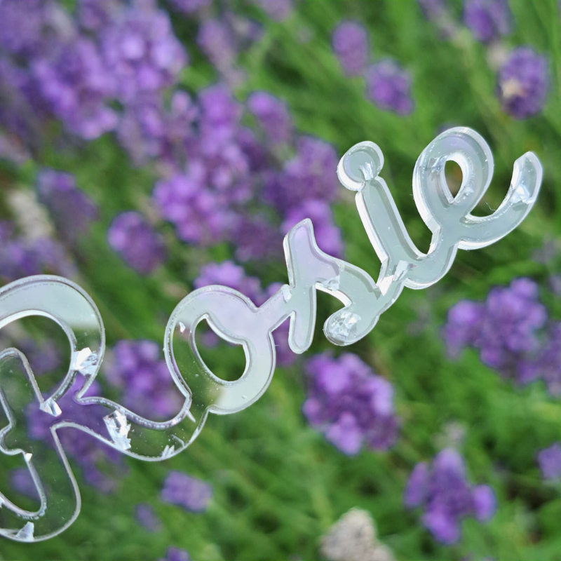 Glitter Acrylic Personalised Names, Wedding Place Names, Mirror Acrylic Cake Topper Names, Script Name Plaques - Image 3