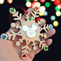 Wooden Mickey Mouse Snowflake Bauble