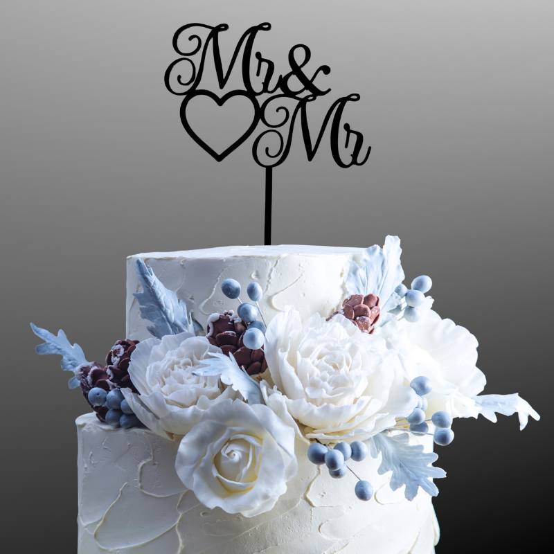 Black Acrylic Mr & Mr Cake Topper