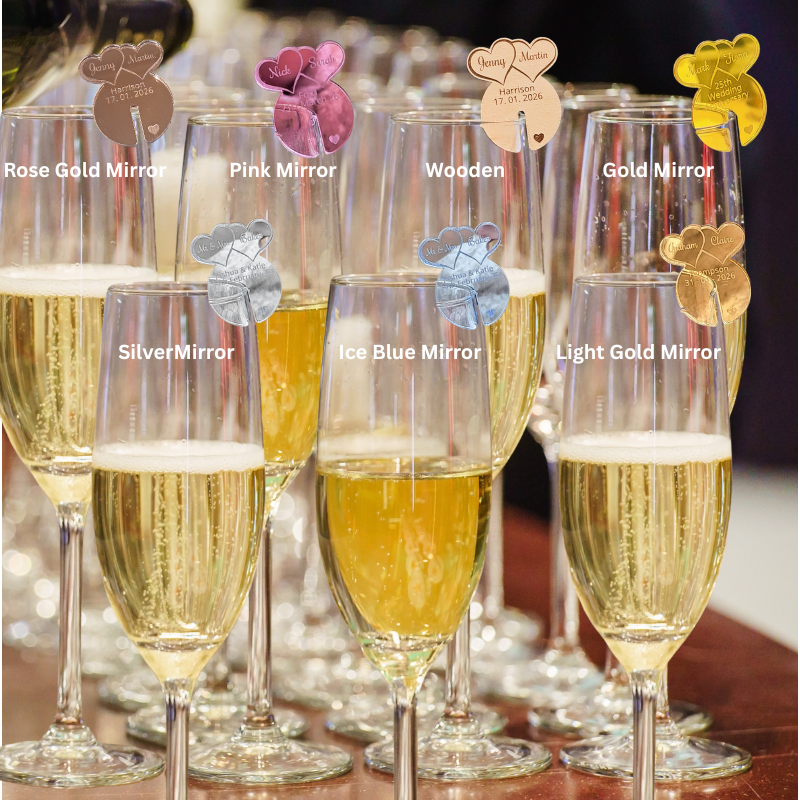 Personalised Wedding Drink Name Tags, Personalised Love Heart Wedding Drinks Name Tags Wedding Wine Glass Charms Drink Markers Glass Toppers, Wedding Favours, Anniversary Drinks Charms - Image 5