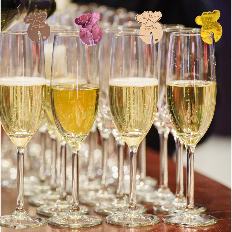 Personalised Wedding Drink Name Tags, Personalised Love Heart Wedding Drinks Name Tags Wedding Wine Glass Charms Drink Markers Glass Toppers, Wedding Favours, Anniversary Drinks Charms - Image 4