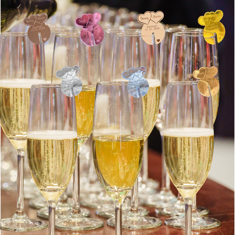 Personalised Wedding Drink Name Tags, Personalised Love Heart Wedding Drinks Name Tags Wedding Wine Glass Charms Drink Markers Glass Toppers, Wedding Favours, Anniversary Drinks Charms - Image 3