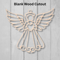 Angel Holding Heart Blank Wood Cutout