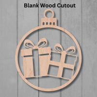 Christmas Present Bauble Blank Wood Cutout