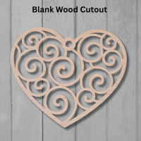 Heart Swirl Wood Cutout