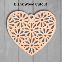 Daisy Flower Heart Template wood cut out