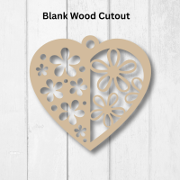 Love Heart And Flowers Blank Wood Cutout