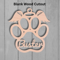Personalised Paw Print Resin Art Templates Paw Print With Wings Wood Cut Outs Angel Wings Dog Suncatcher Blanks
