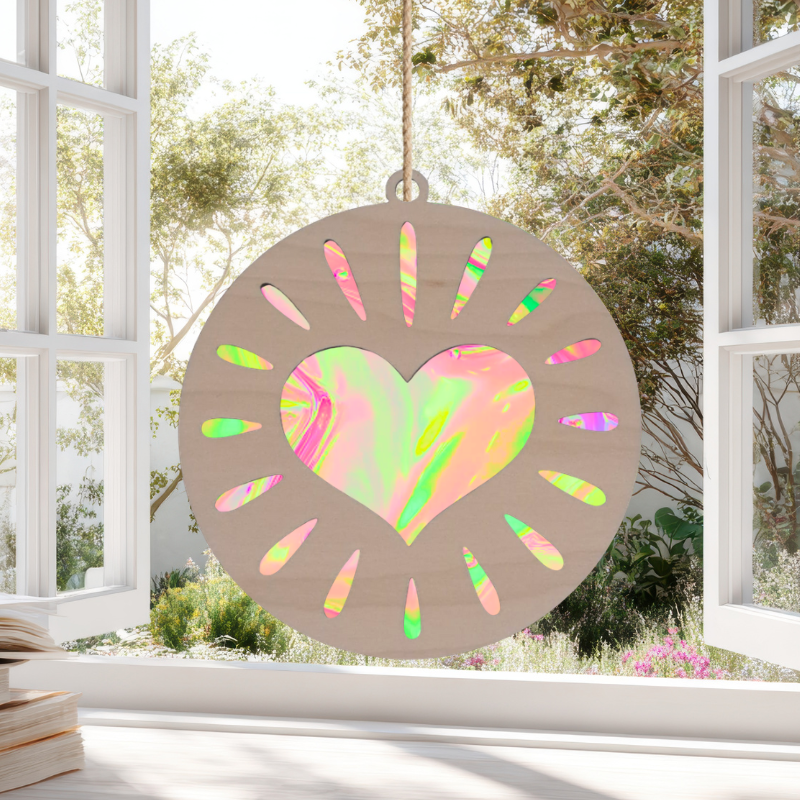 Round Love Heart Resin Art Templates Wood Heart Cut Outs Love Heart Round Suncatcher Blanks - Image 2