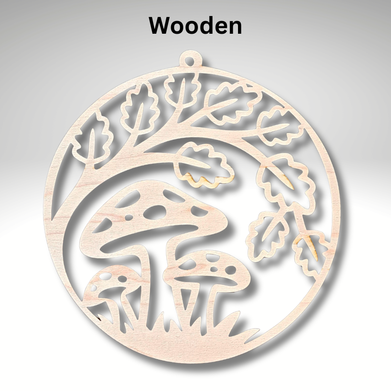 Wooden Mushroom Suncatcher