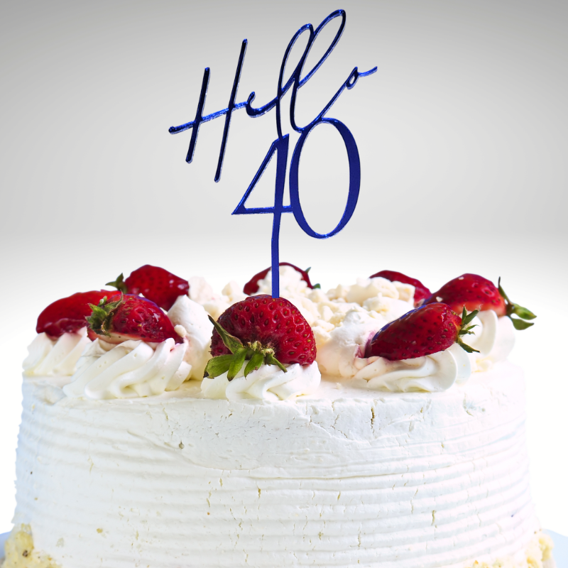 Hello 40 Cake Toppers Mirror Acrylic Hello 40 Birthday Cake Toppers, 40th Birthday Cake Decorations - Image 7