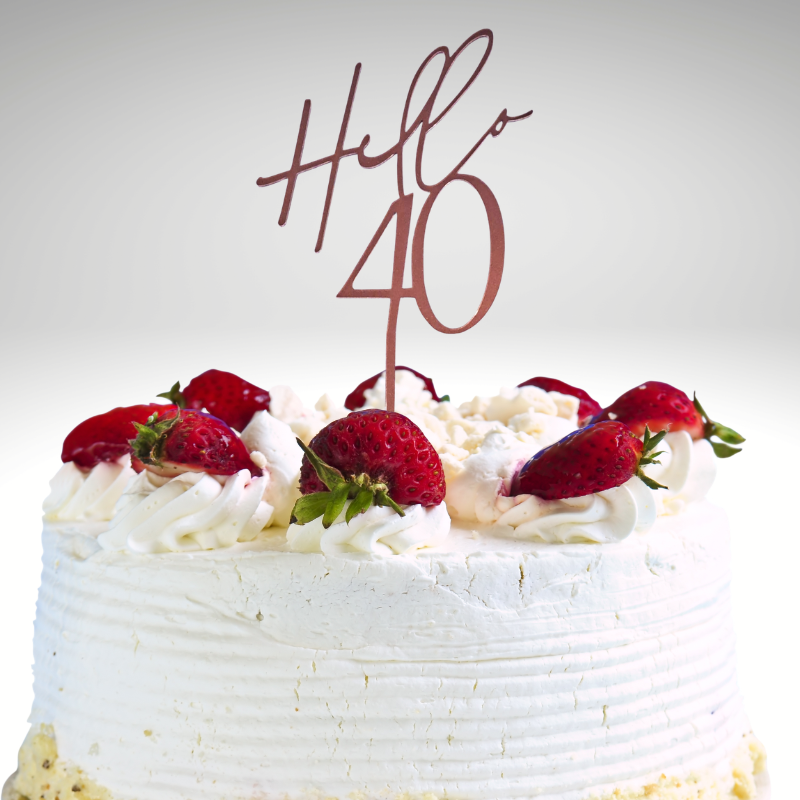 Hello 40 Cake Toppers Mirror Acrylic Hello 40 Birthday Cake Toppers, 40th Birthday Cake Decorations - Image 4