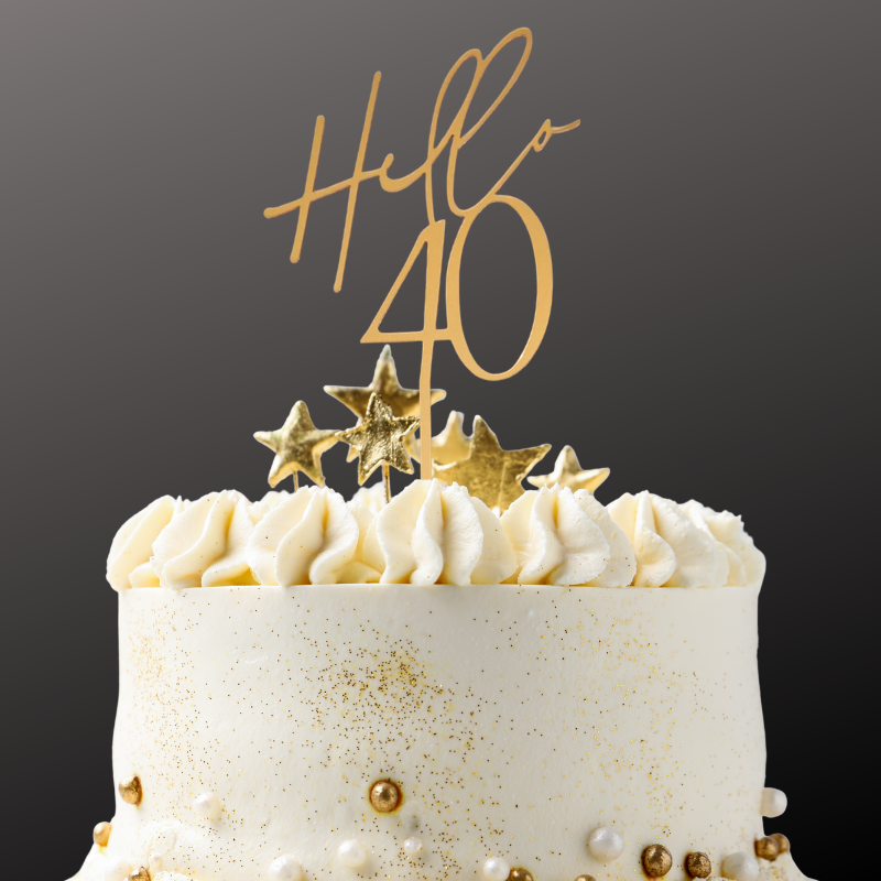 Hello 40 Cake Toppers Mirror Acrylic Hello 40 Birthday Cake Toppers, 40th Birthday Cake Decorations - Image 6