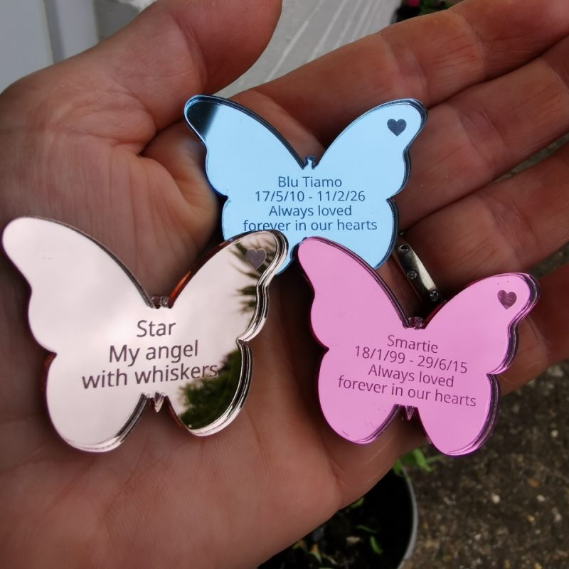 Personalised Butterfly Funeral Tokens, Butterfly Remembrance Favours, In Loving Memory Pocket Hugs