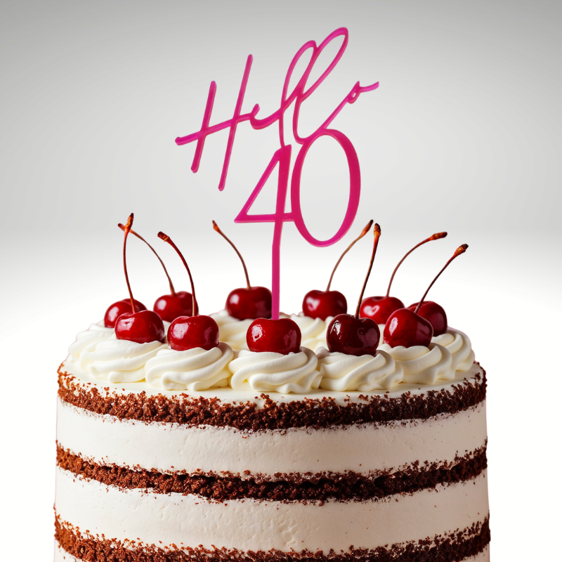 Hello 40 Cake Toppers Mirror Acrylic Hello 40 Birthday Cake Toppers, 40th Birthday Cake Decorations - Image 3