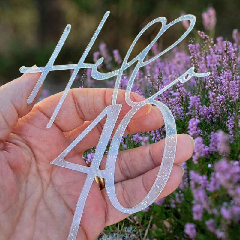 Hello 40 Cake Toppers Mirror Acrylic Hello 40 Birthday Cake Toppers, 40th Birthday Cake Decorations - Image 5