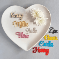 Fancy Wedding Table Names, Mirror Acrylic Personalised Names, Mirror Acrylic Cake Topper Names, Wedding Guest Personalised Names