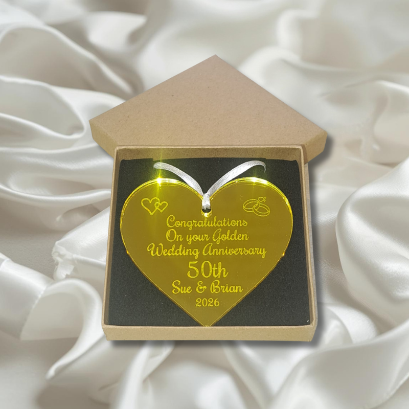 Personalised Wedding Anniversary Gifts, Silver Wedding Personalised Love Hearts, Golden Wedding Anniversary Keepsakes - Image 3
