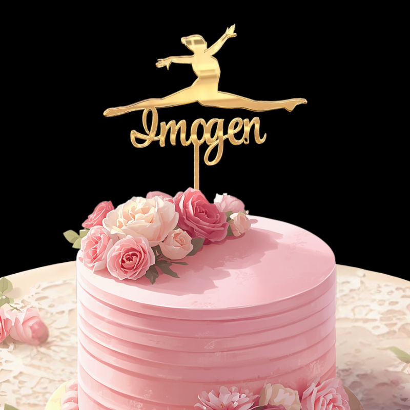 Gymnastics Birthday Cake Topper Personalised Gymnast Cake Toppers Mirror Acrylic Gymnast Birthday Cake Topper Set - Image 6