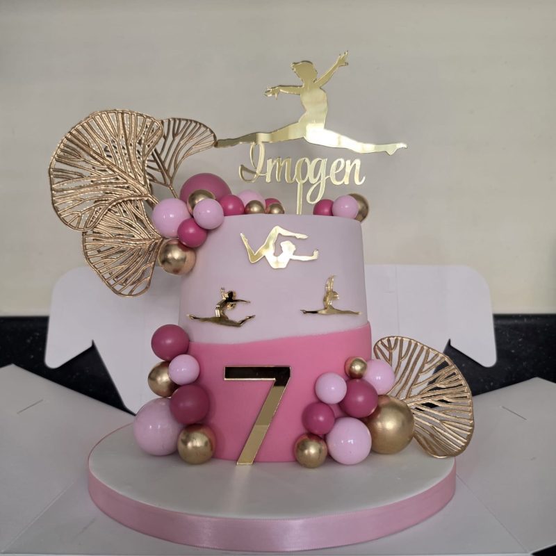 Gymnastics Birthday Cake Topper Personalised Gymnast Cake Toppers Mirror Acrylic Gymnast Birthday Cake Topper Set - Image 3