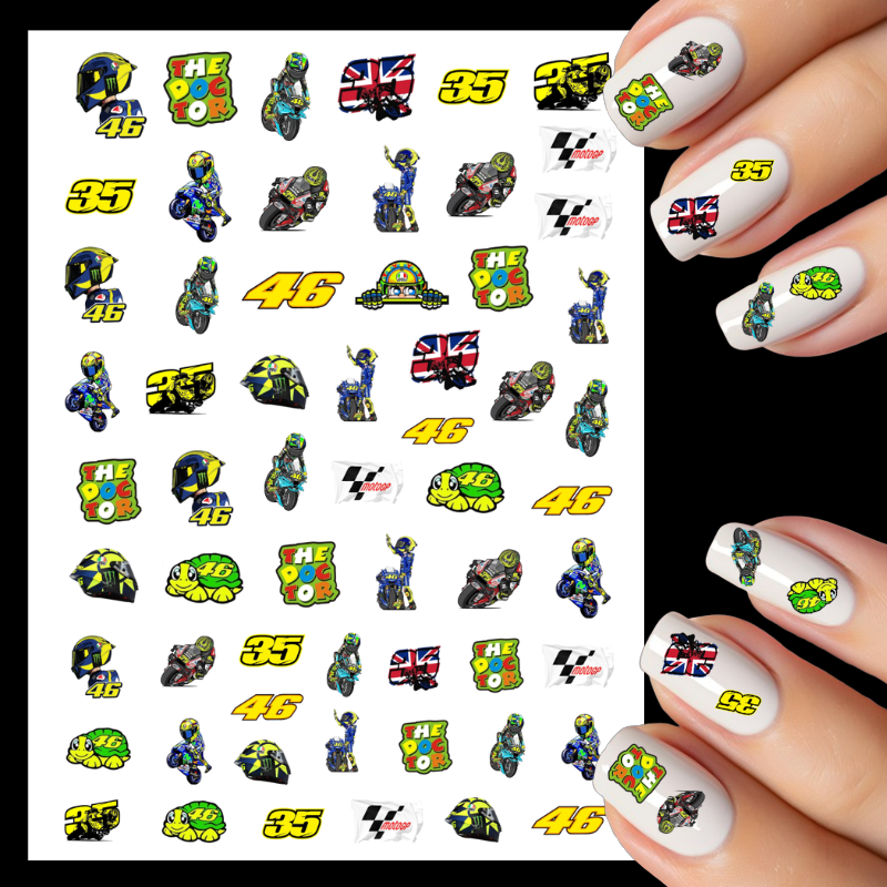 MotoGP Racing Water Slide Nail Art Decals, MotoGP Bike Racing Water Slide Nail Transfers - Image 2