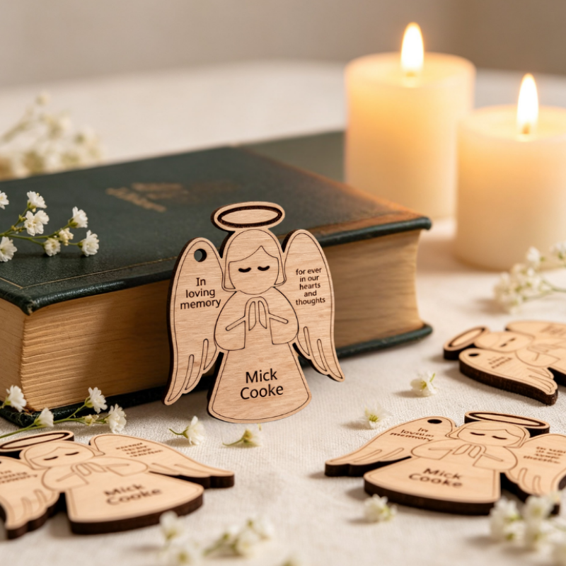 Personalised Funeral Favours, Angel Memorial Tributes, Remembrance In Loving Memory Tokens, Memory Keepsake Pocket Hugs - Image 2